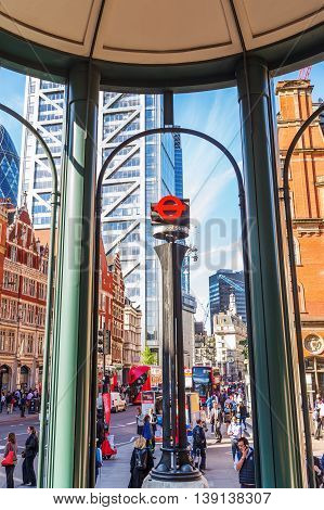 Street View At Bishopsgate In The City Of London, London, Uk