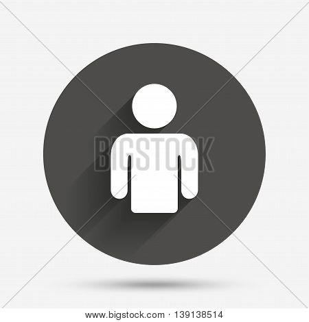 User sign icon. Person symbol. Human avatar. Circle flat button with shadow. Vector