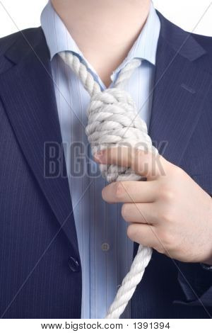 Uomo d'affari con un cappio intorno al collo