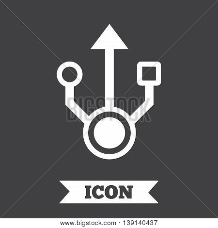 Usb sign icon. Usb flash drive symbol. Graphic design element. Flat usb drive symbol on dark background. Vector