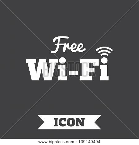 Free wifi sign. Wifi symbol. Wireless Network icon. Wifi zone. Graphic design element. Flat wifi symbol on dark background. Vector