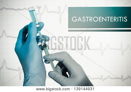 Stop gastroenteritis. Syringe is filled with injection. Syringe and vaccine