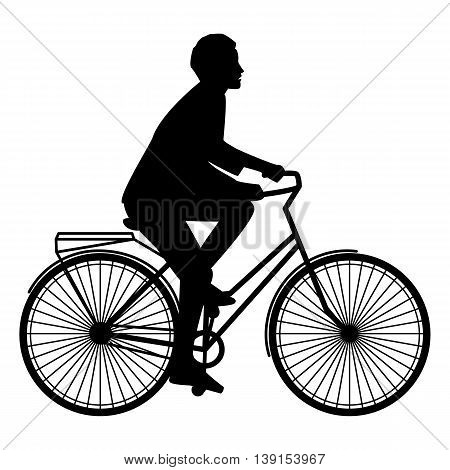 Summer activities female cyclist rides on an orange bike with luggage flat style