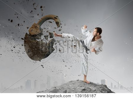 Krate man in action . Mixed media