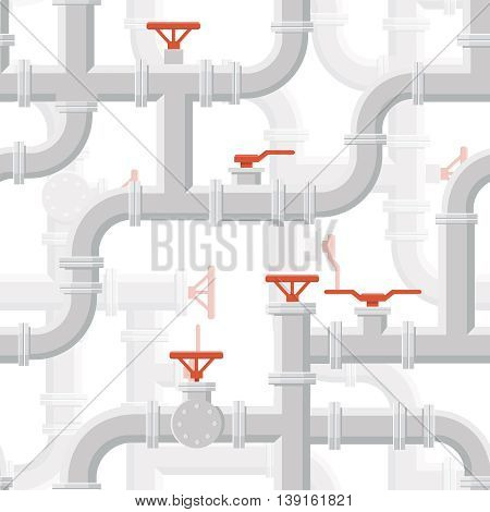 Vector Water Piping System Seamless pattern grey color on background.