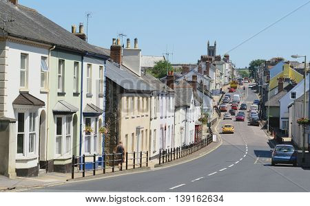 High Street in Honiton Devon famous by antique shops