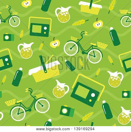 Vector creative seamless pattern with hiking elements