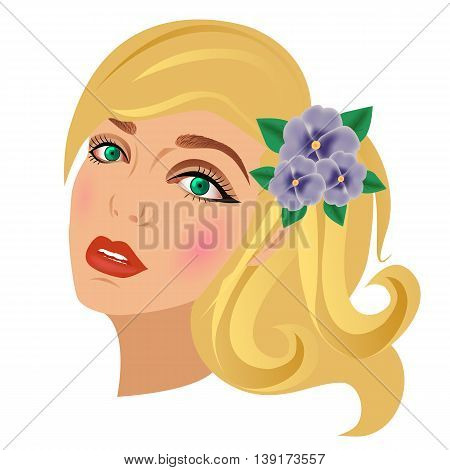 illustrated pretty woman  with blond hairstyle vector