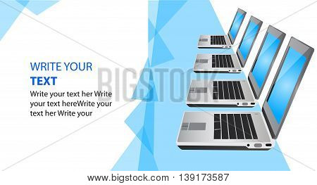 blue computer laptop brochure banner isolated vector