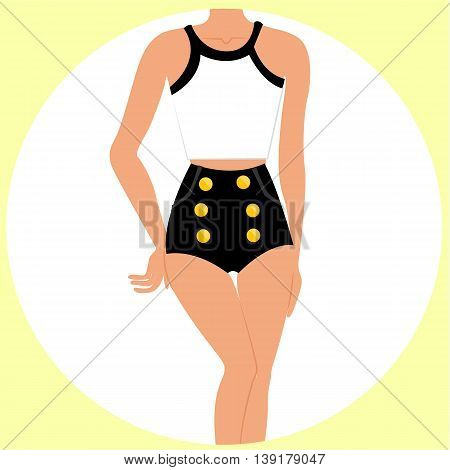 girls body wearing fashionable clothes shorts and shirt
