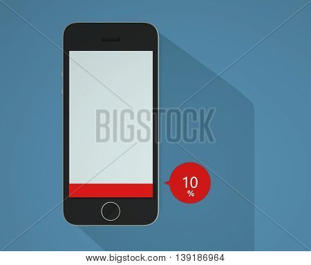 Phone discharging over blue background, 3D illustration