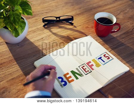 Benefits Advantage Assests Bonus Wages Concept