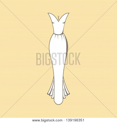 Wedding dress. Clothing for celebration. Outline Wedding dress on colorful background. Classic wedding dress stock image