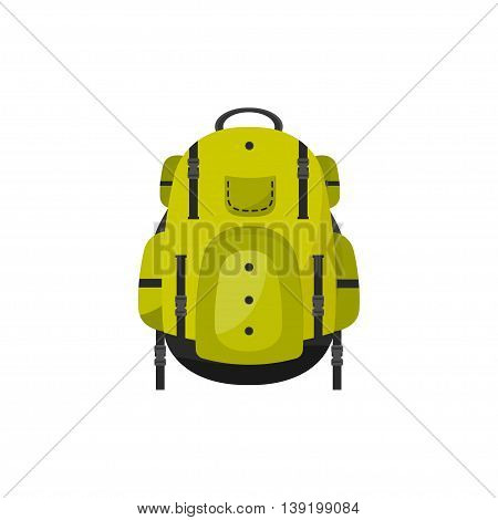 Backpack in a flat stzle. Vector illustration. School bag.Travel, camping or hiking. Tourism. Luggage