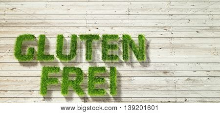 glutenfrei made of grass on white wood background