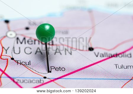 Peto pinned on a map of Mexico