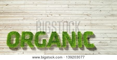 organic made of grass on white wood background