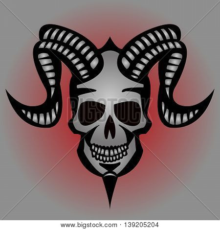 Vector illustration of skull ancient head with horn