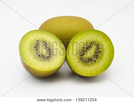 A kiwi fruit slice close up isolated