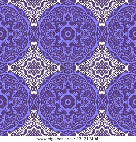 Hand drawn seamless pattern with mandalas. Endless texture can be used for wallpaper, textile, pattern fills, web page background.