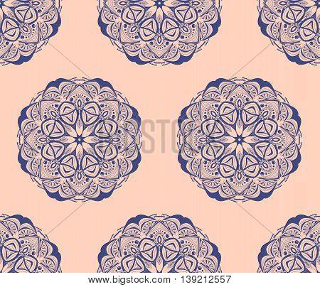 Hand drawn seamless pattern with mandalas. Endless texture can be used for wallpaper, textile, pattern fills, web page background.
