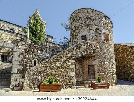 Bell tower and tower Bernat de So. In Llivia Spain