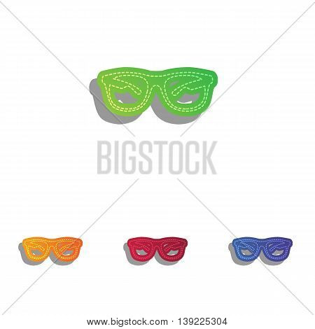Sunglasses sign illustration. Colorfull applique icons set.