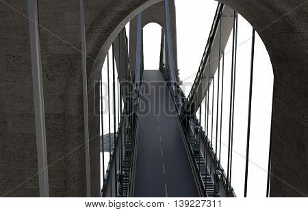 Stown road Bridge with lamps 3D Illustration