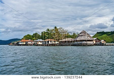 Wooden Houses On Lake Sentani, On New Guinea