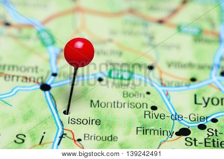 Issoire pinned on a map of France