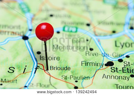 Brioude pinned on a map of France