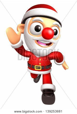 Santa Character On Running. 3d Christmas Character Design Series.