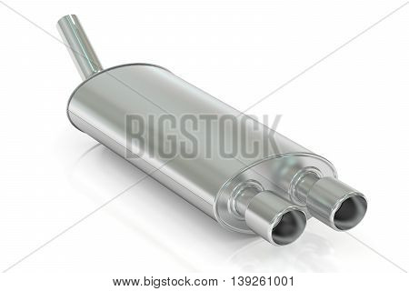 Car Exhaust Pipe 3D rendering isolated on white background