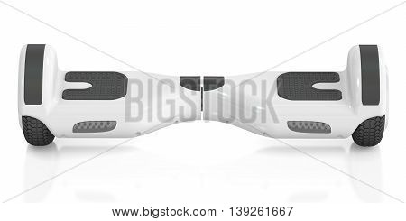white hoverboard or self-balancing scooter 3D rendering isolated on white background