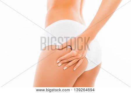 Close Up Portrait Of Shapely Woman Checking Cellulite On Her Ass