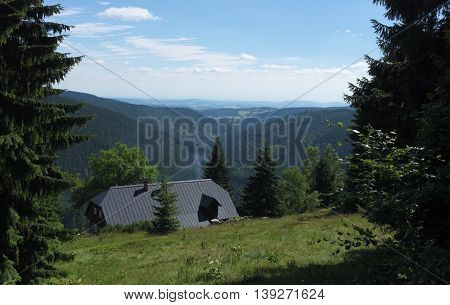 Sunny Summer Day In Krkonose Mountains National Park