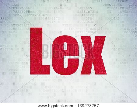 Law concept: Painted red word Lex on Digital Data Paper background