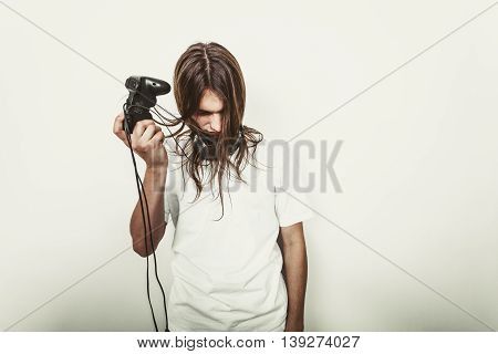 Unhappy Male Playing Games