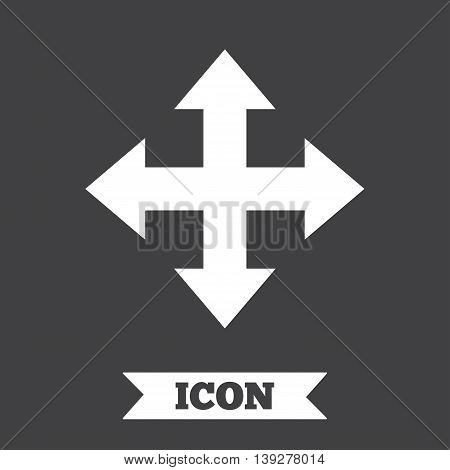 Fullscreen sign icon. Arrows symbol. Icon for App. Graphic design element. Flat fullscreen symbol on dark background. Vector