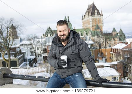 A Gorgeous young man looking outdoors in winter season