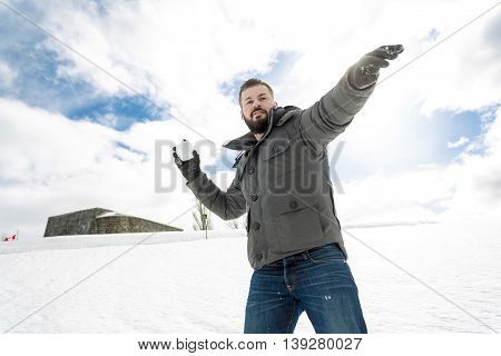 A Gorgeous young man looking outdoors in winter season