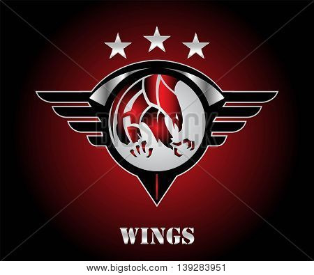 Eagle. eagle attack. eagle with the sharp claw on the winged shield with three stars.