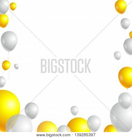 Birthday card with yellow and white balloons