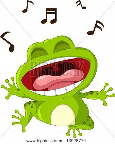 funny frog cartoon singing for you design