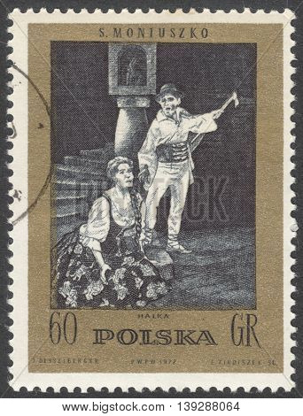 MOSCOW RUSSIA - CIRCA FEBRUARY 2016: a post stamp printed in POLAND shows scene from 