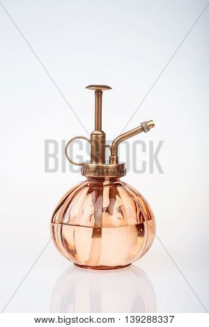 Vintage Perfume Bottle With Atomizer Isolated On White Background
