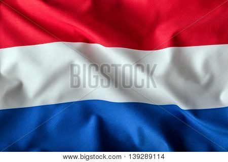 Netherlands flag waving in the wind. Holland flag. Dutch flag.