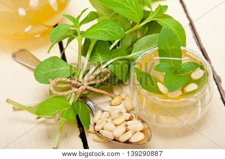 Arab Traditional Mint And Pine Nuts Tea