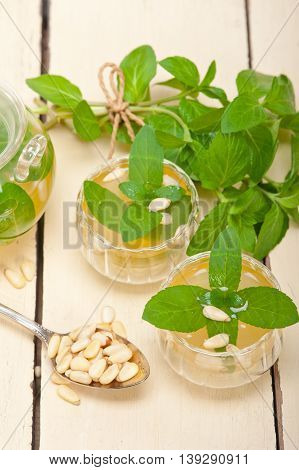 Arab Traditional Mint And Pine Nuts Tea