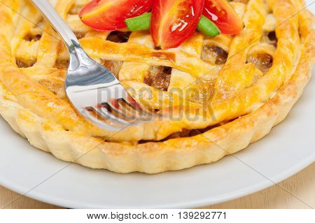 close up image of home made beef pie